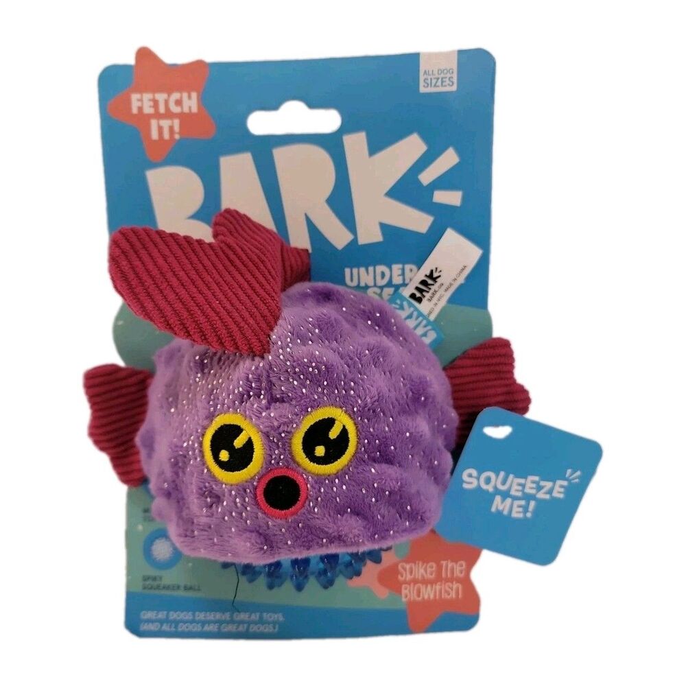 Bark Under the Sea Dog Toy – Spike the Blowfish – Plush Squeaky Toy